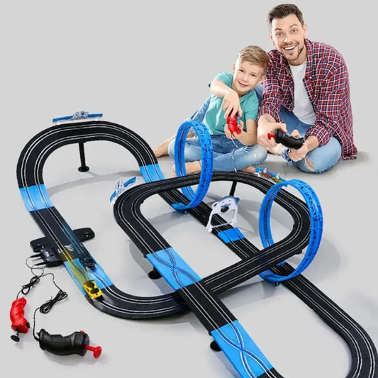 circuit-telecommande-voiture-double-looping-bleu