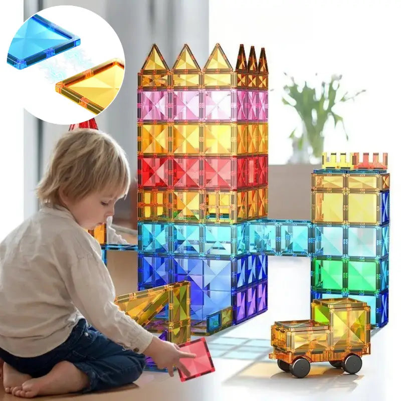 Coffret Jeu de Construction 100 Tuiles Magnétiques