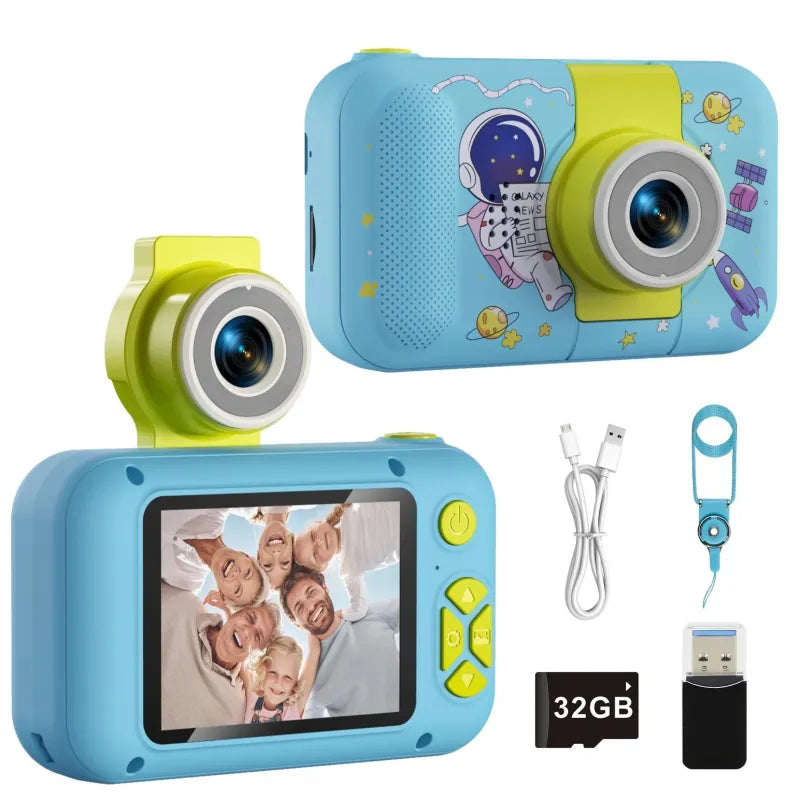 kit Appareil.Photo.Enfant Numerique et Rotatif bleu