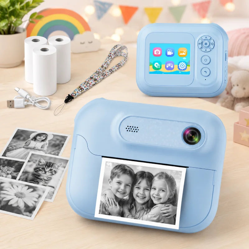 kit-Appareil-Photo-Imprimante-Enfant-usb-bleu