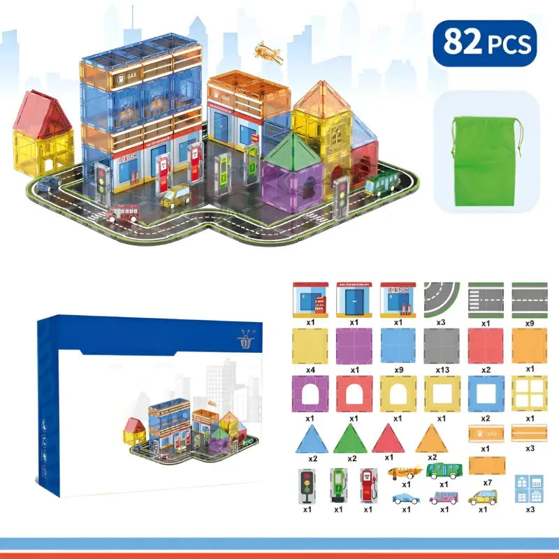 kit-Circuit-Voiture-Magnetique-Urbain-a-Construire-82-pieces