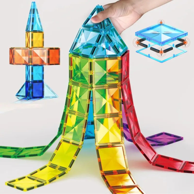 Coffret Jeu de Construction 100 Tuiles Magnétiques