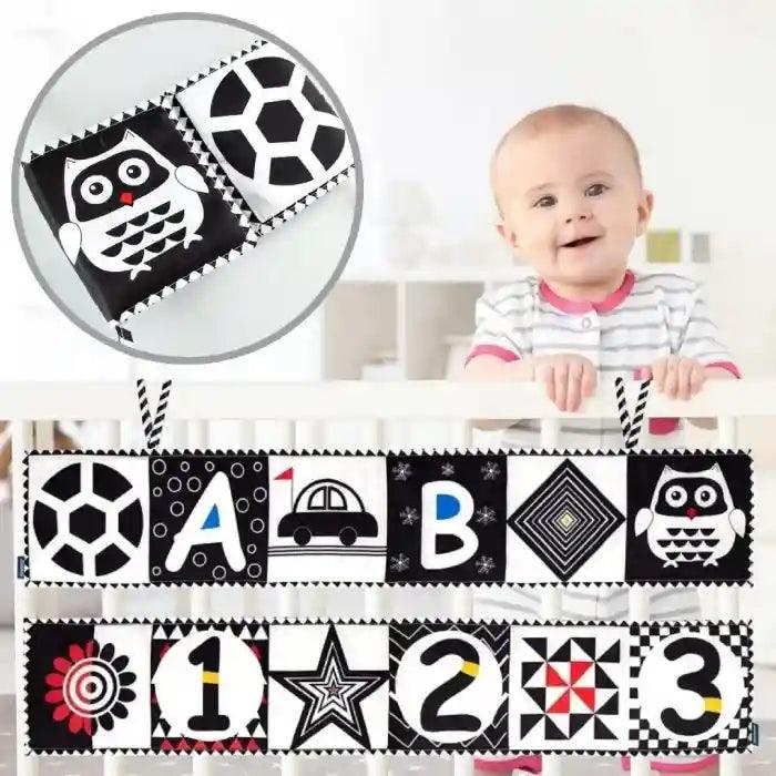 Livre De Contraste Pour Bébé - Jouet Éveil Visuel Poussette 0-6 Mois Noir Et Blanc