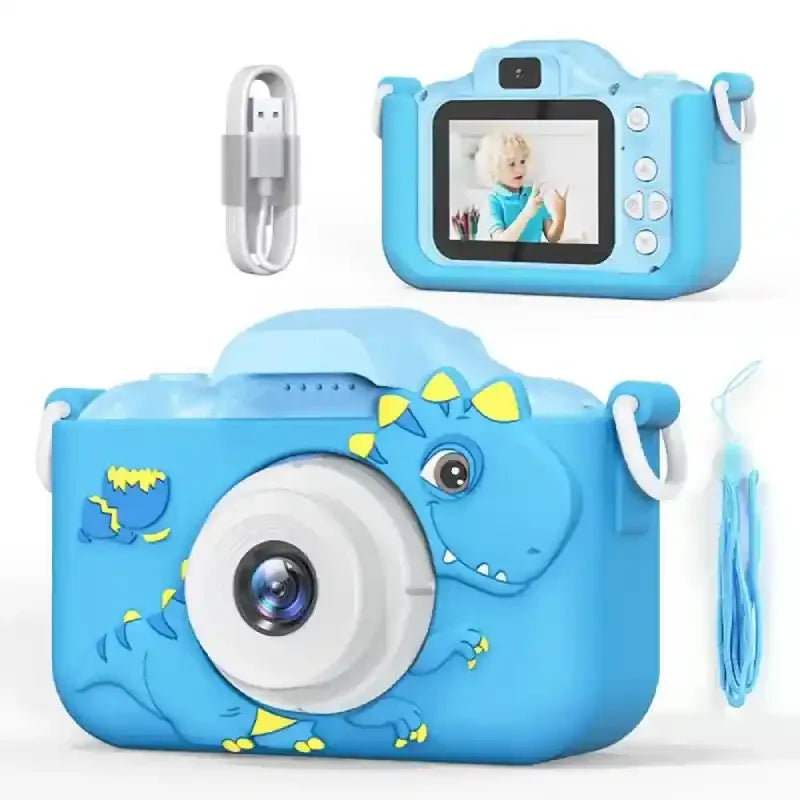 lot-appareil-photo-dinosaure-bleu-numerique-cadeau-noel-garcon-3-ans-fond-blanc                              