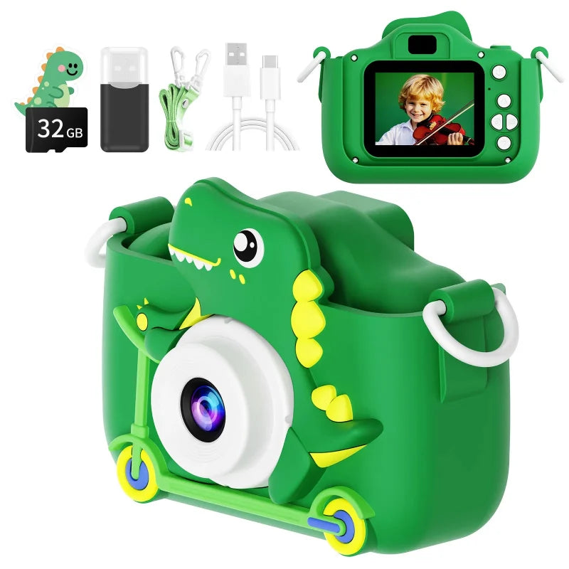 lot-vert-appareil-photo-donosaure-enfant-garcon-fond-blanc