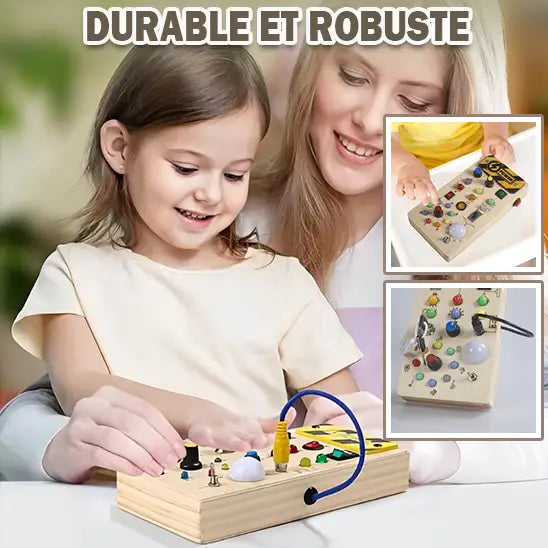 montessori busy board led en bois