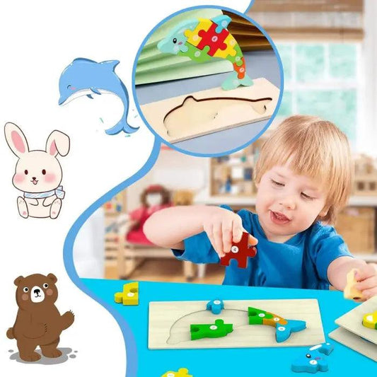 Puzzle enfant en bois à encastrement Bébés animaux d'Afrique 9 pièces Puzzle enfant en bois à encastrement Bébés animaux d'Afrique 9 pièces
