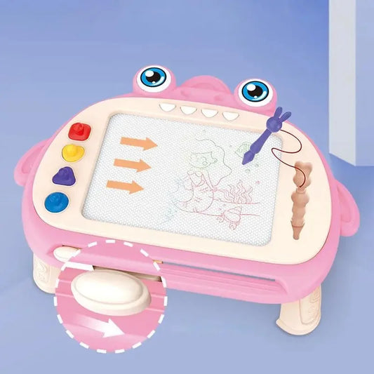 tableau-magique-bebe-sur-pied-avec-tampons-effacable-avec-stylet-bleu                      